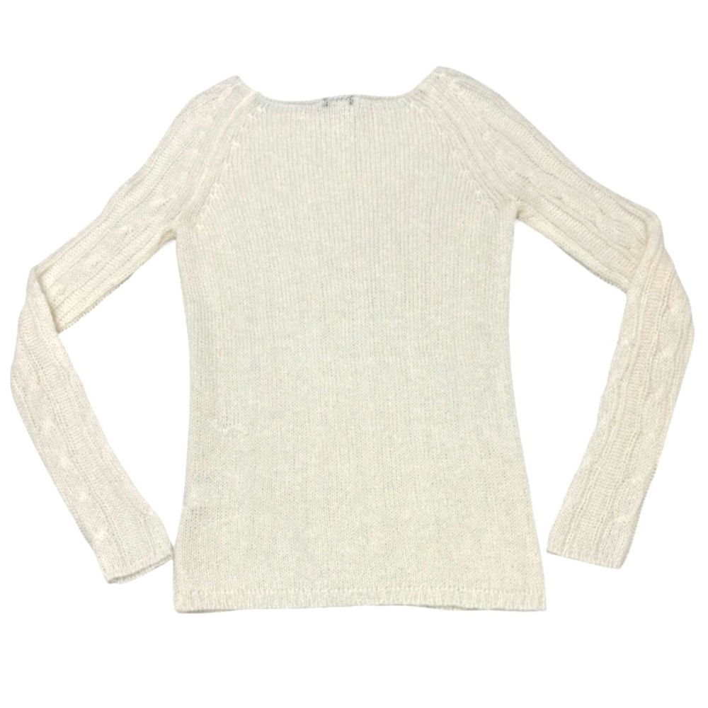 J.Crew “Dolce” Boat Neck Cable Knit Mohair Wool Blend Sweater- Size Small-Ivory - Picture 3 of 9